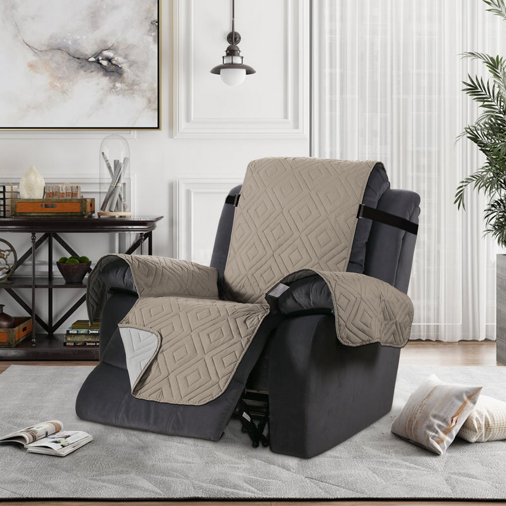 Waterproof Reversible Quilted Recliner Slipcover-Beige