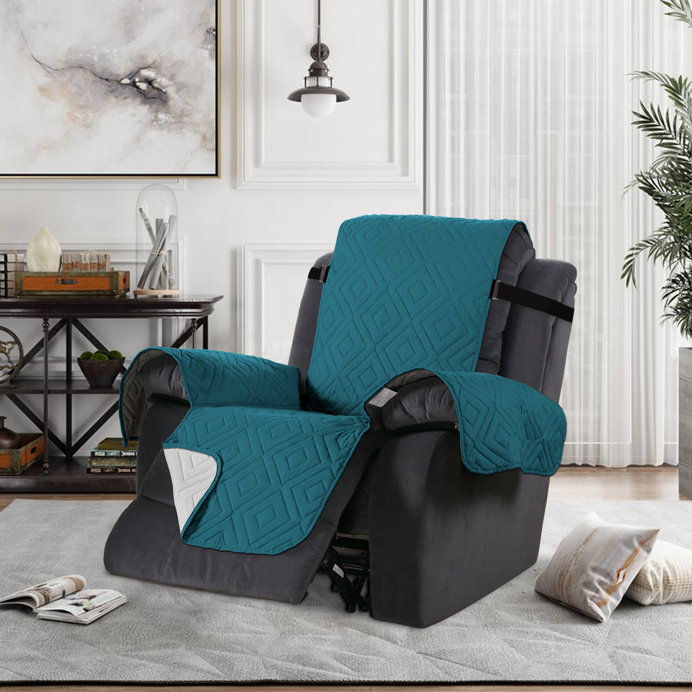 Waterproof Reversible Quilted Recliner Slipcover-Green