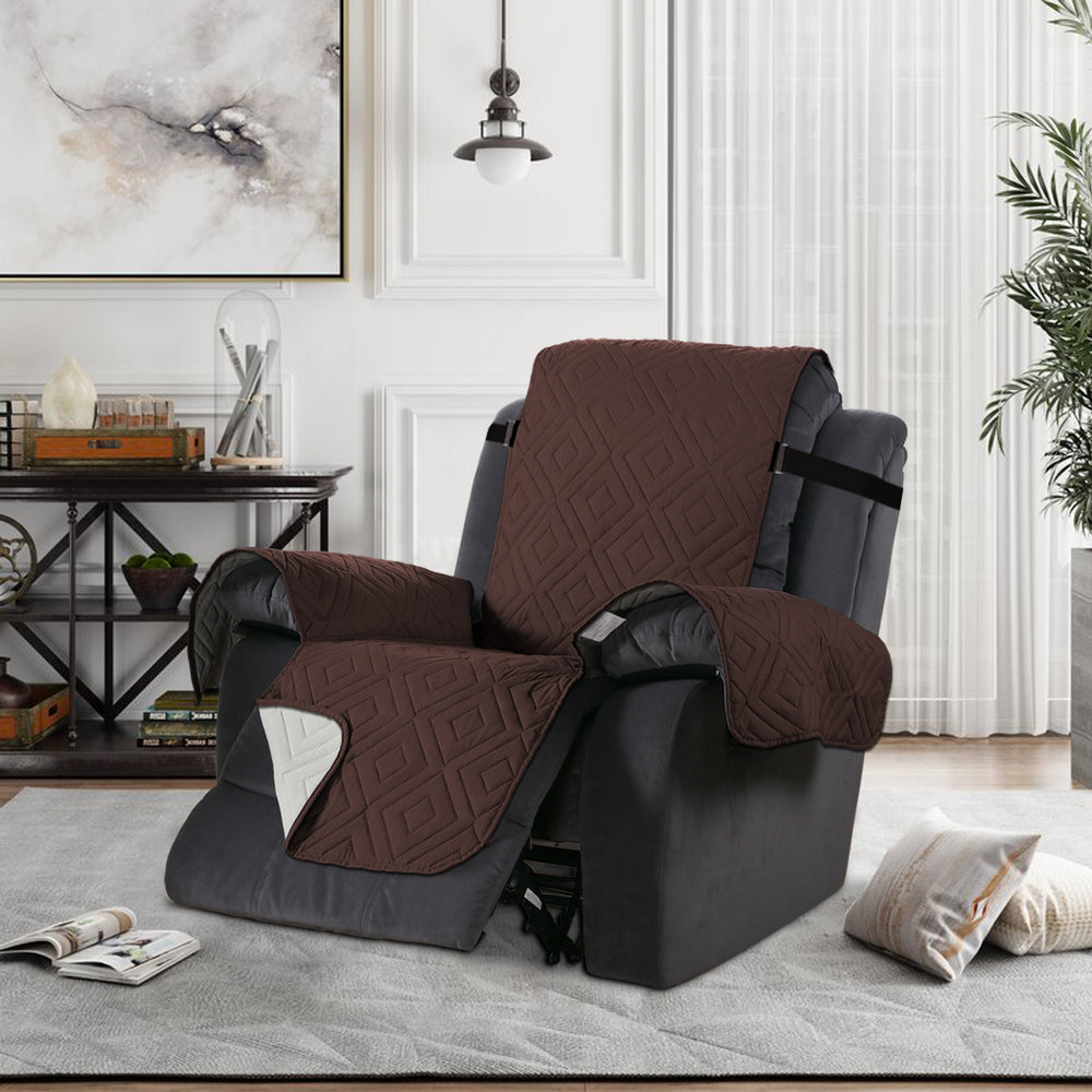 Waterproof Reversible Quilted Recliner Slipcover-Brown