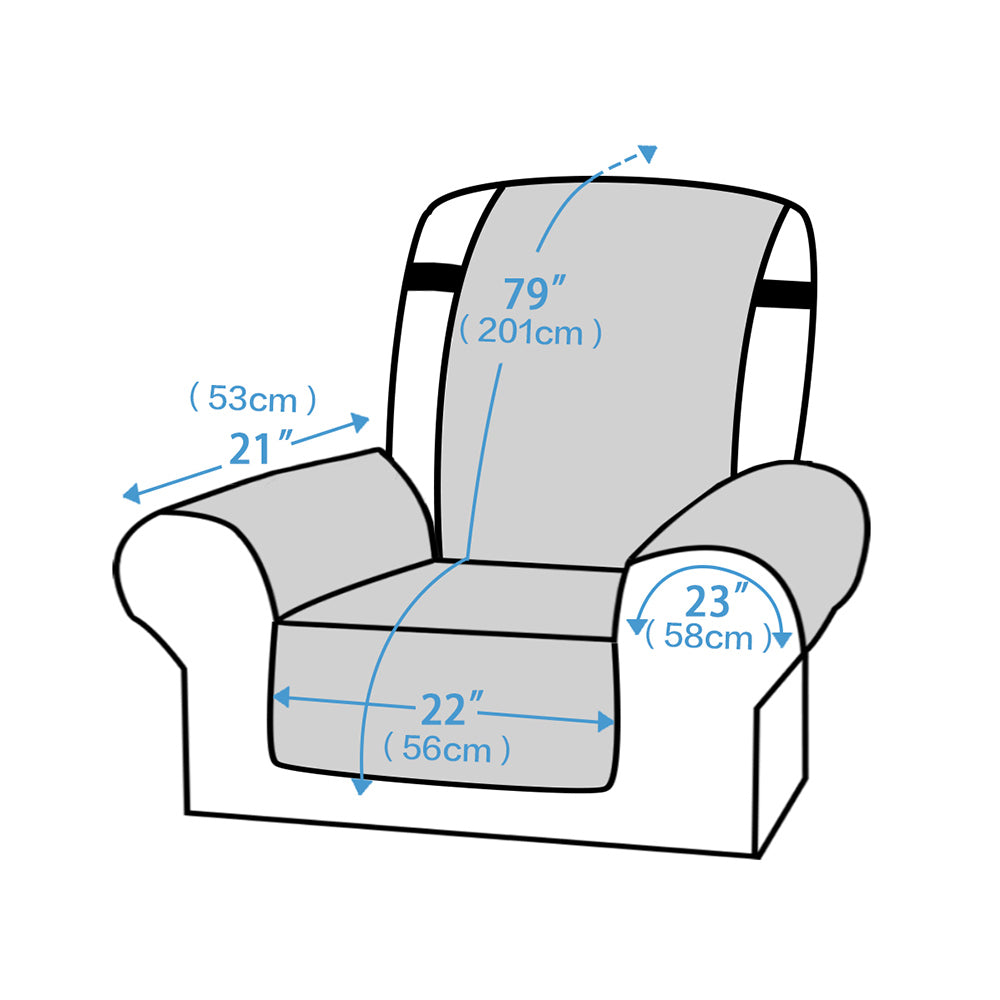 Waterproof Reversible Quilted Recliner Slipcover-Blue