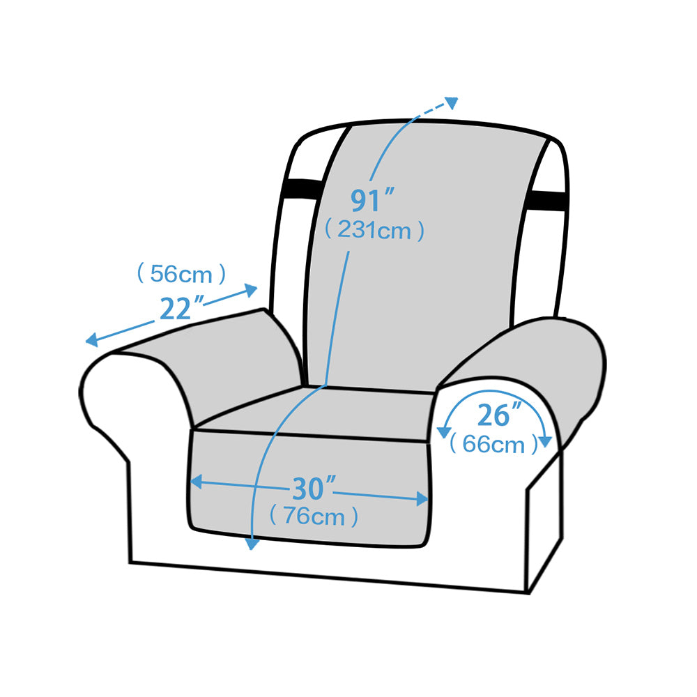 Waterproof Reversible Quilted Recliner Slipcover-Grey