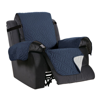 Waterproof Reversible Quilted Recliner Slipcover-Blue