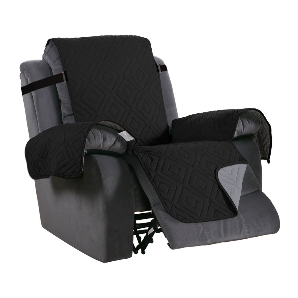 Waterproof Reversible Quilted Recliner Slipcover-Black