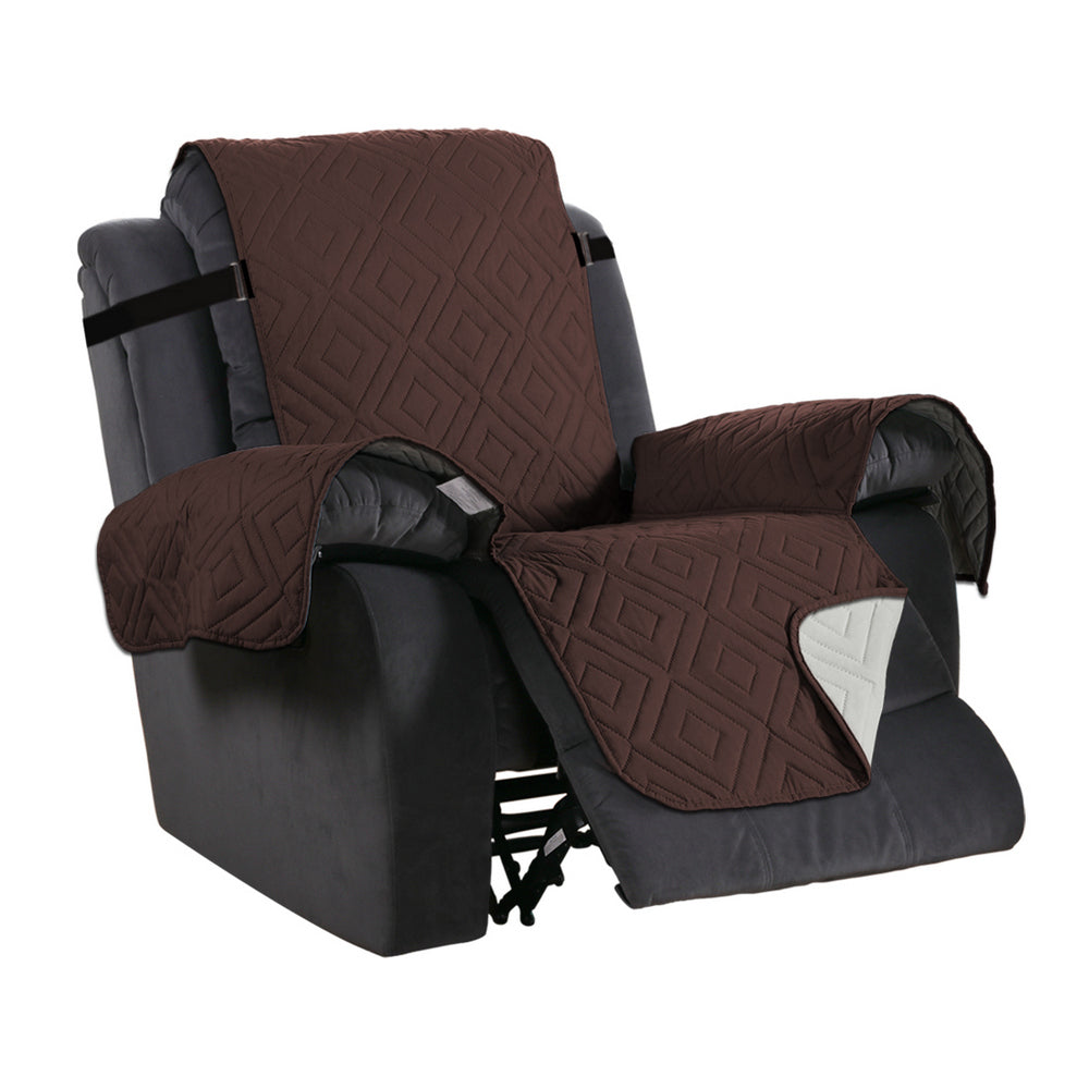 Waterproof Reversible Quilted Recliner Slipcover-Brown