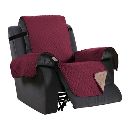 Waterproof Reversible Quilted Recliner Slipcover-Red