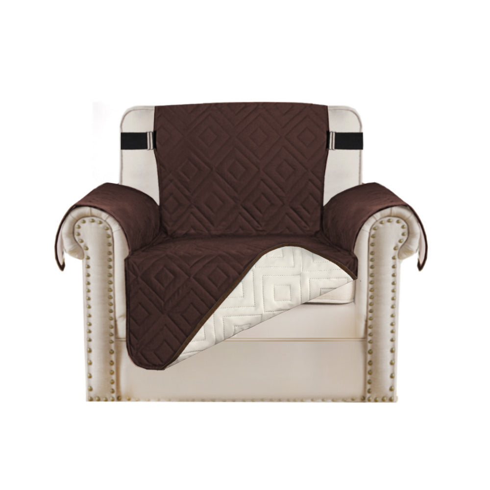 Waterproof Reversible Quilted Slipcover with Non-Slip Strap-Brown