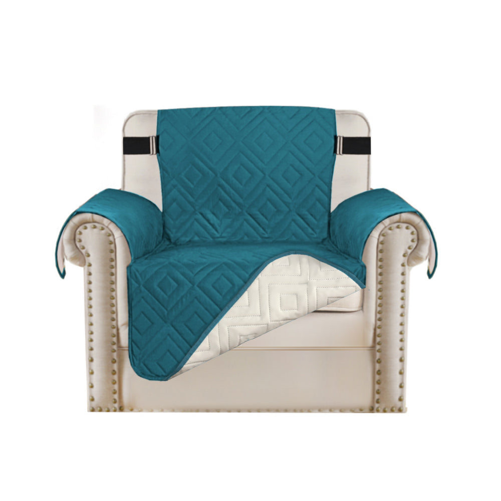 Waterproof Reversible Quilted Slipcover with Non-Slip Strap-Blue