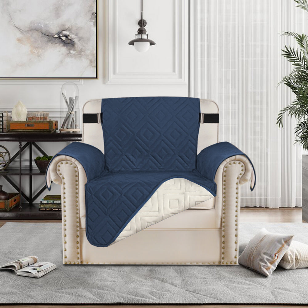 Waterproof Reversible Quilted Slipcover with Non-Slip Strap-Navy