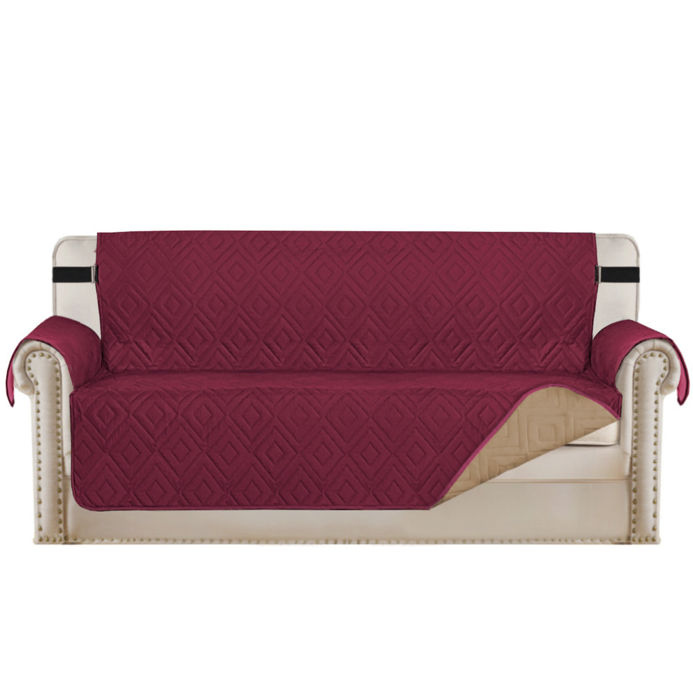 Waterproof Reversible Quilted Slipcover with Non-Slip Strap-Wine Red