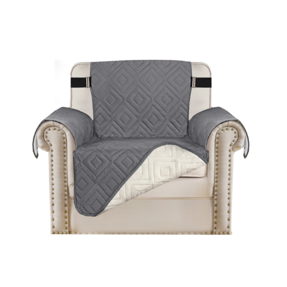 Waterproof Reversible Quilted Slipcover with Non-Slip Strap-Grey