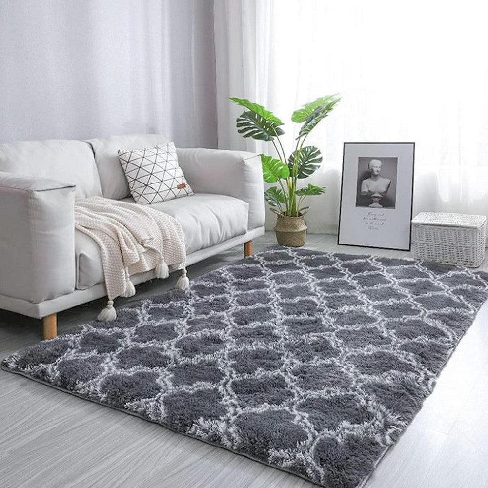 Anti SlipTie-Dyed Floor Carpet Fluffy Rug-Grey Lantern