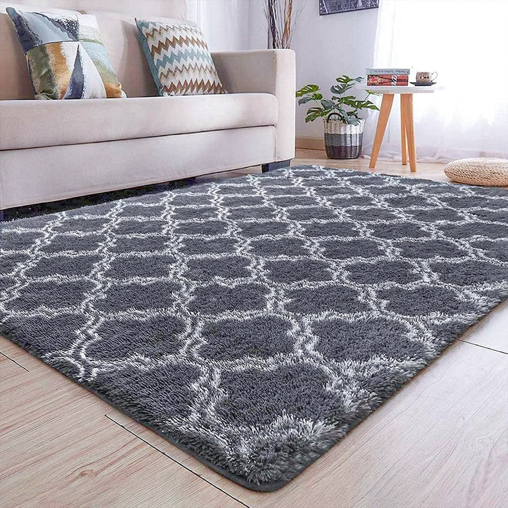 Anti SlipTie-Dyed Floor Carpet Fluffy Rug-Grey Lantern