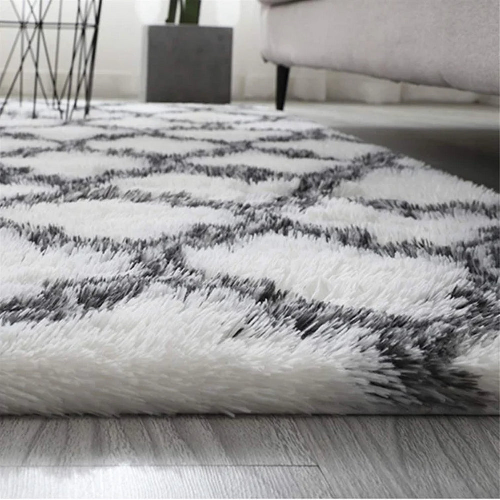 Moraccan Pattern Shaggy Rug Anti SlipTie-Dyed Floor Carpet Fluffy Rug