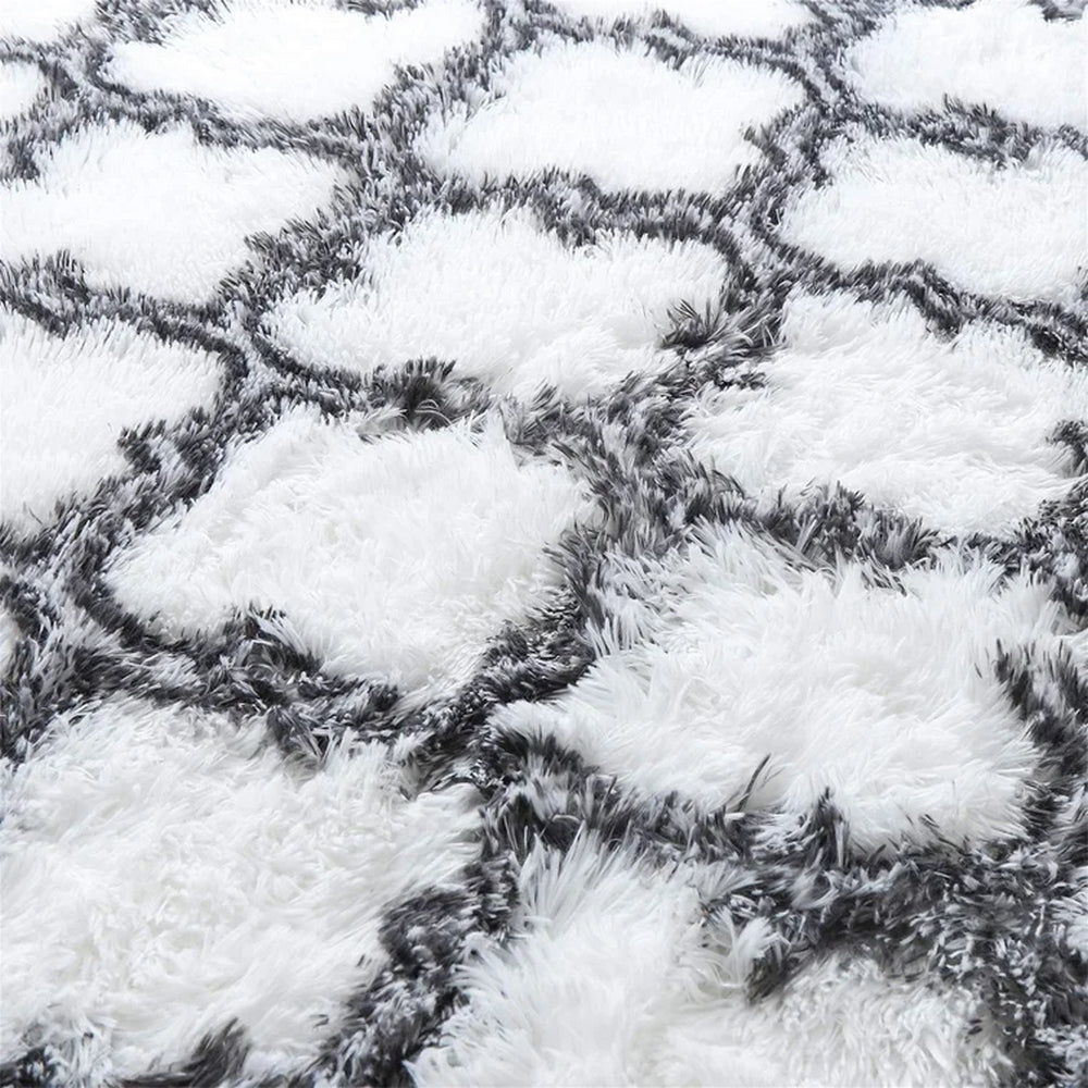 Moraccan Pattern Shaggy Rug Anti SlipTie-Dyed Floor Carpet Fluffy Rug