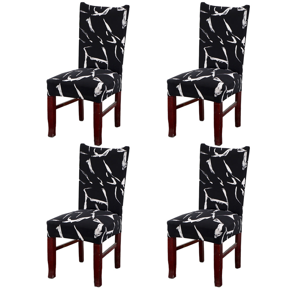 4-Pack Flower Printed Chair Cover-Black Storm