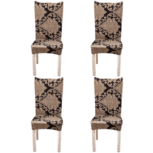 4Pcs Stretch Chair Cover-Brown