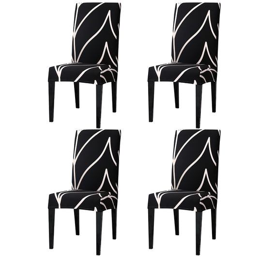 4Pcs Stretch Chair Cover-Black and White