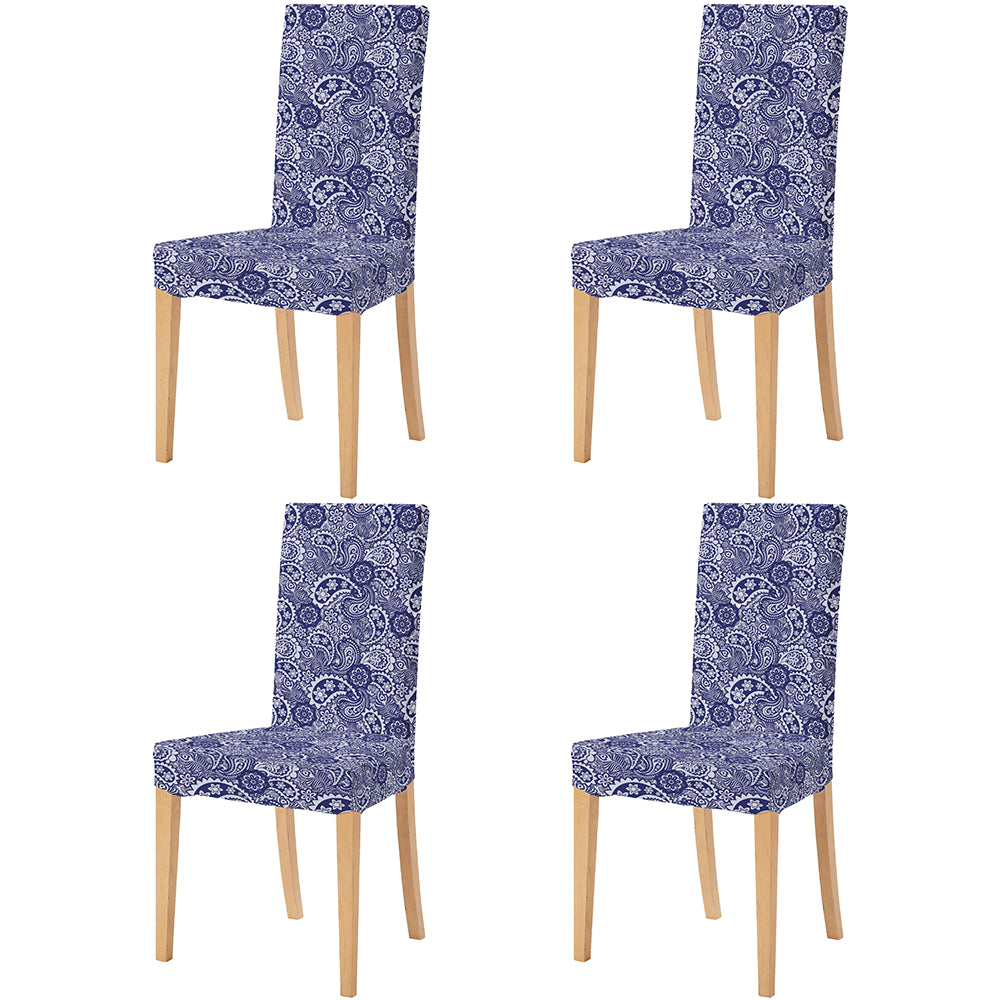 4-Pack Flower Printed Chair Cover-blue and white porcelain