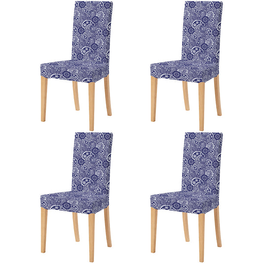 4-Pack Flower Printed Chair Cover-blue and white porcelain