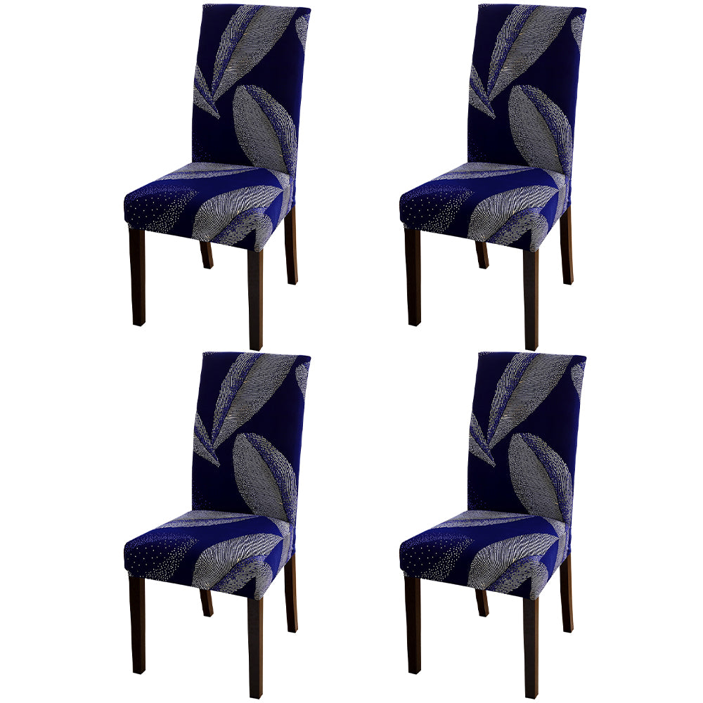 4-Pack Flower Printed Chair Cover-Blue Feather