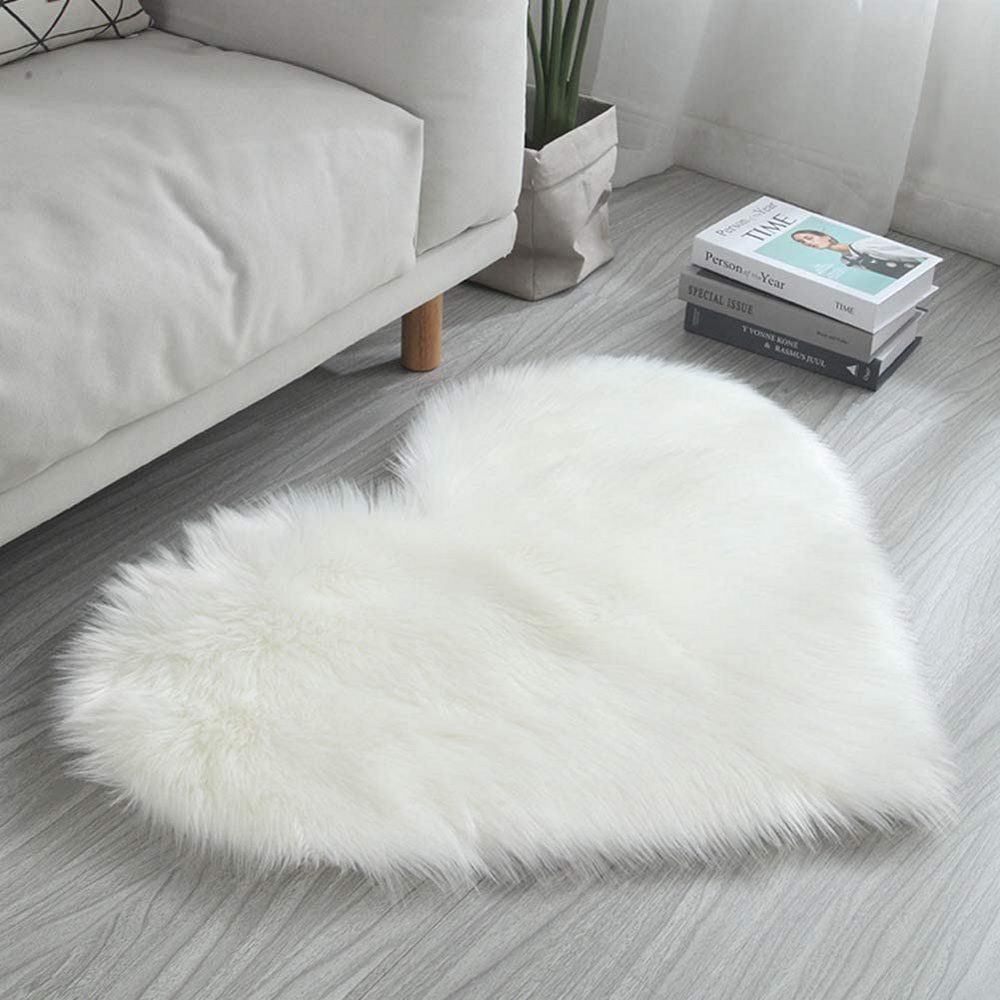 Soft Heart Shaped Area Rug Shaggy Home Bedroom Carpet