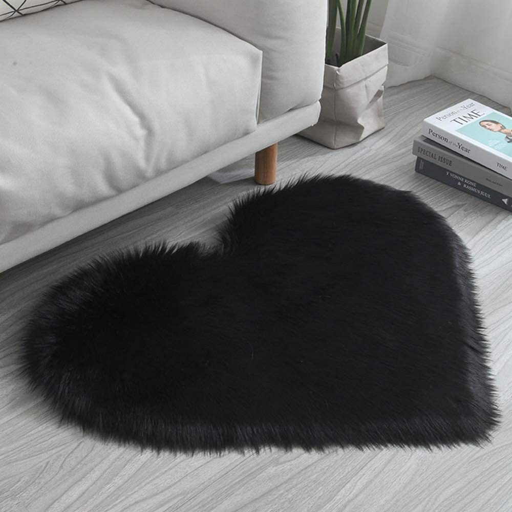 Soft Heart Shaped Area Rug Shaggy Home Bedroom Carpet