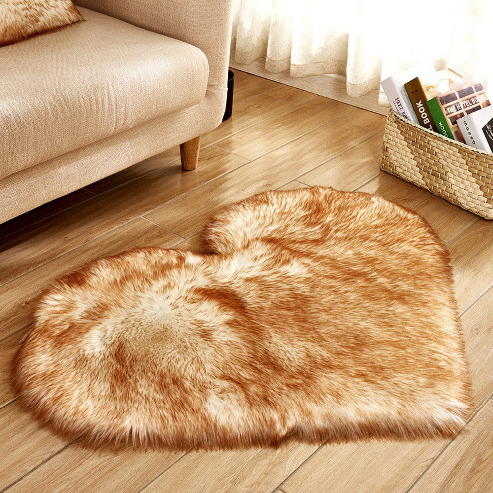 Soft Heart Shaped Area Rug Shaggy Home Bedroom Carpet