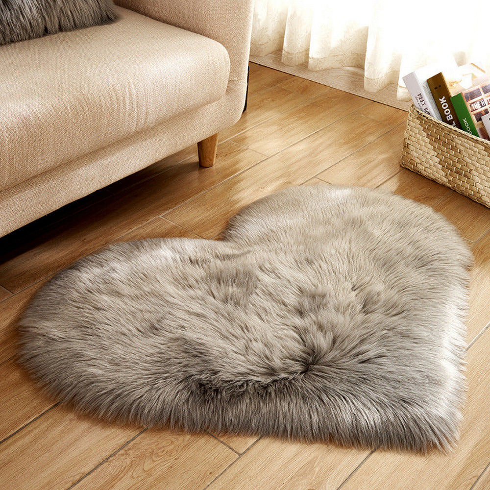 Soft Heart Shaped Area Rug Shaggy Home Bedroom Carpet