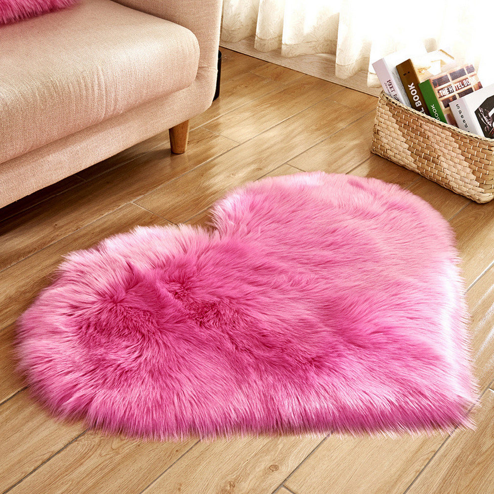 Soft Heart Shaped Area Rug Shaggy Home Bedroom Carpet