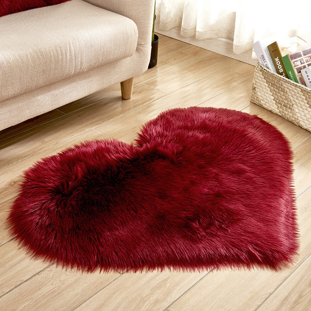 Soft Heart Shaped Area Rug Shaggy Home Bedroom Carpet