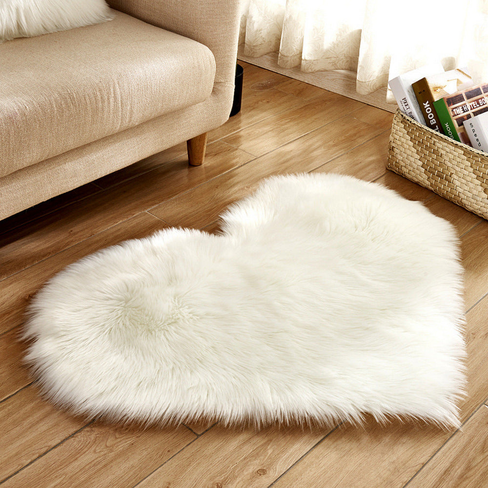 Soft Heart Shaped Area Rug Shaggy Home Bedroom Carpet