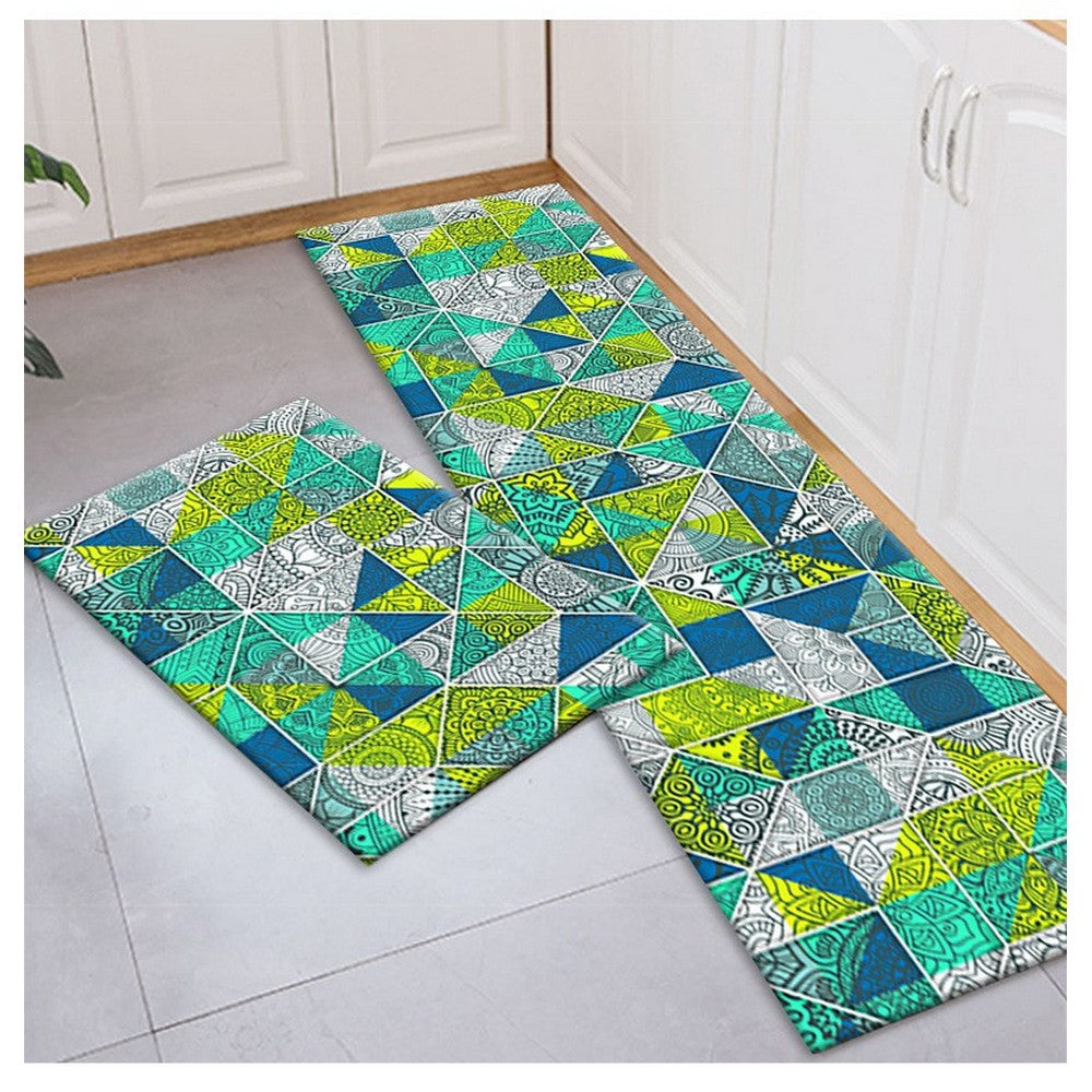 2Pcs Bohemian Kitchen Non-Slip Floor Mat Set