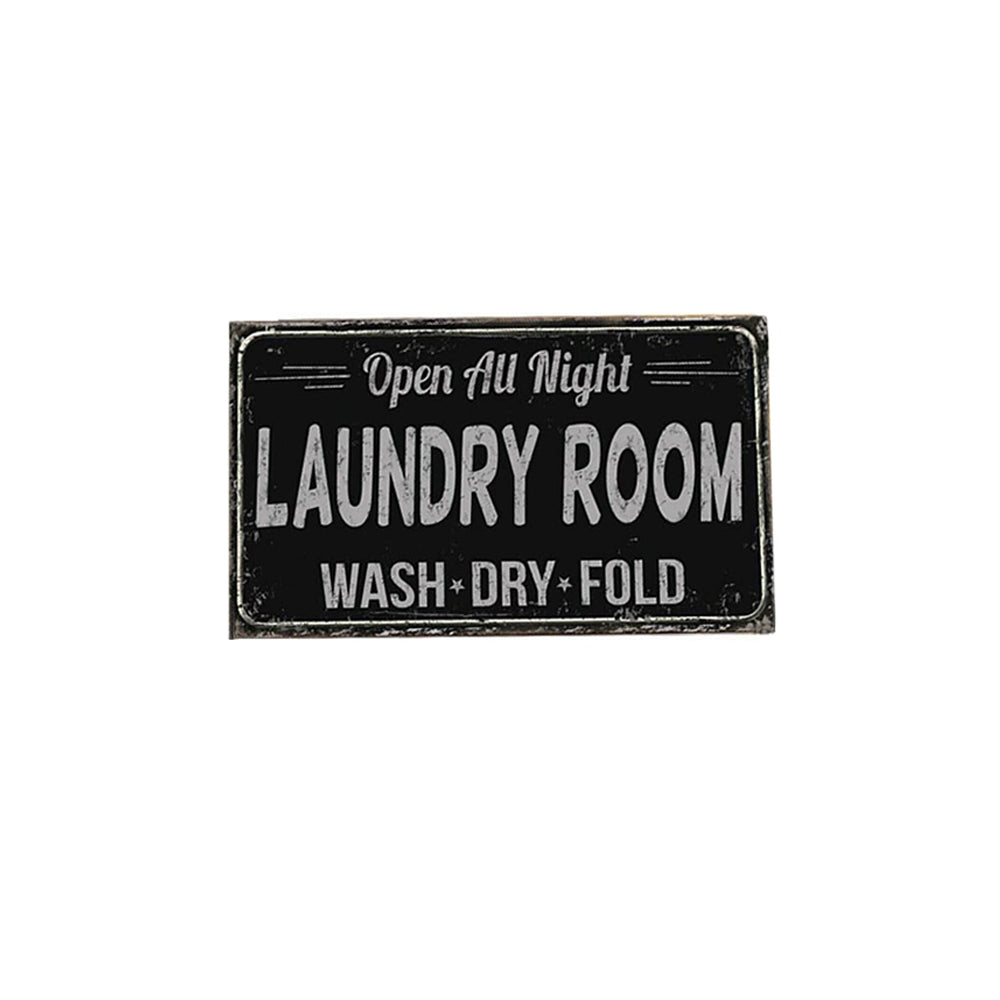 Farmhouse Laundry Room Rug Non Slip Waterproof Laundry Floor Mat-Black