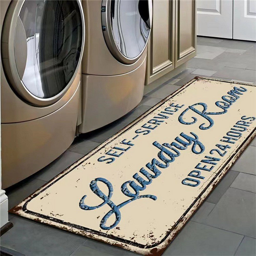 Farmhouse Laundry Room Rug Non Slip Waterproof Laundry Floor Mat-Nude