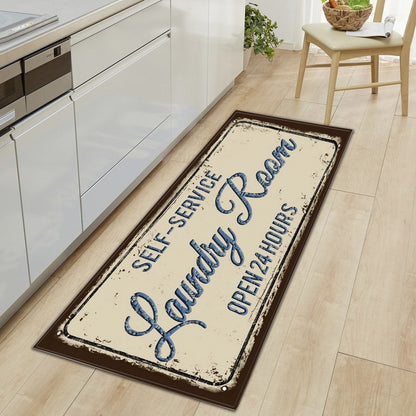 Farmhouse Laundry Room Rug Non Slip Waterproof Laundry Floor Mat-Nude