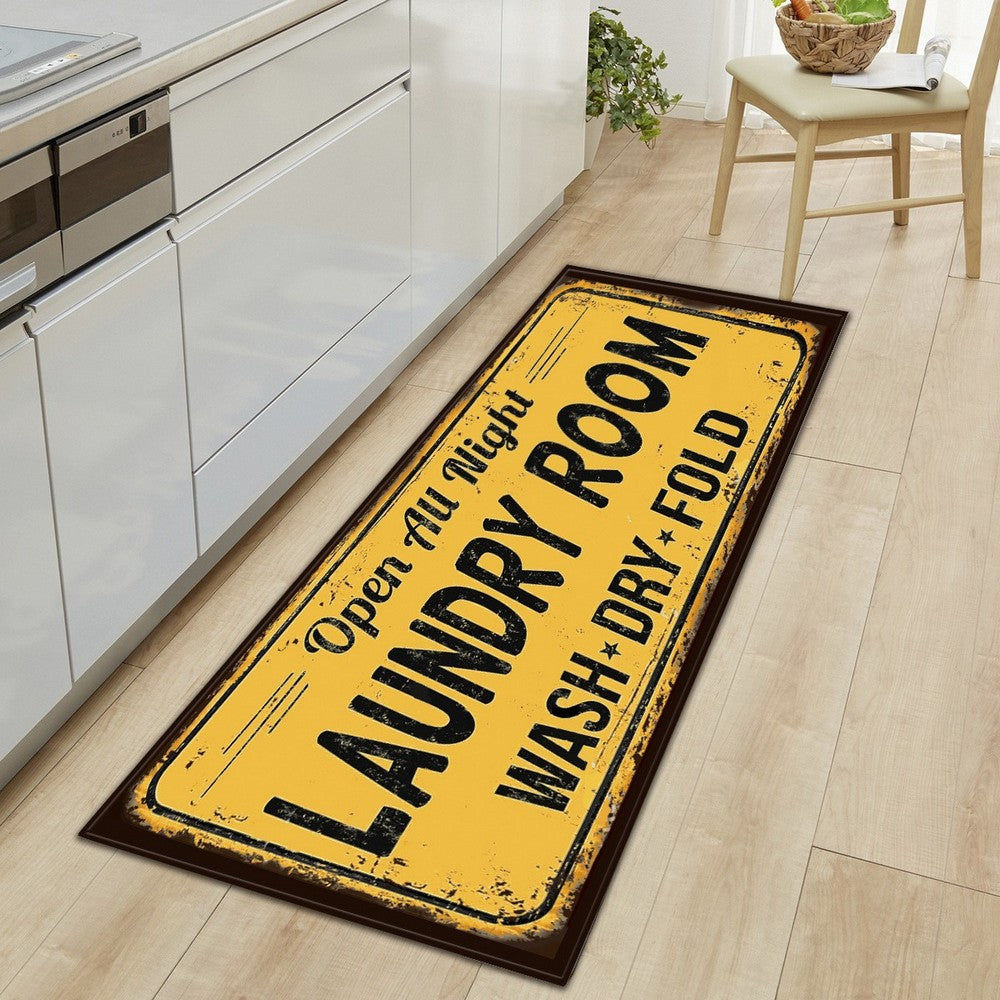 Farmhouse Laundry Room Rug Non Slip Waterproof Laundry Floor Mat-Yellow