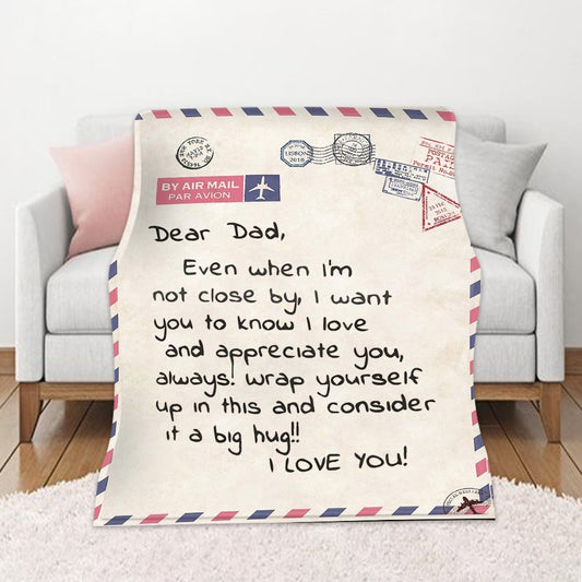 Best Birthday Father's Day Gifts for Father from Daughter Son Soft Flannel Throw Blanket-Dear Dad