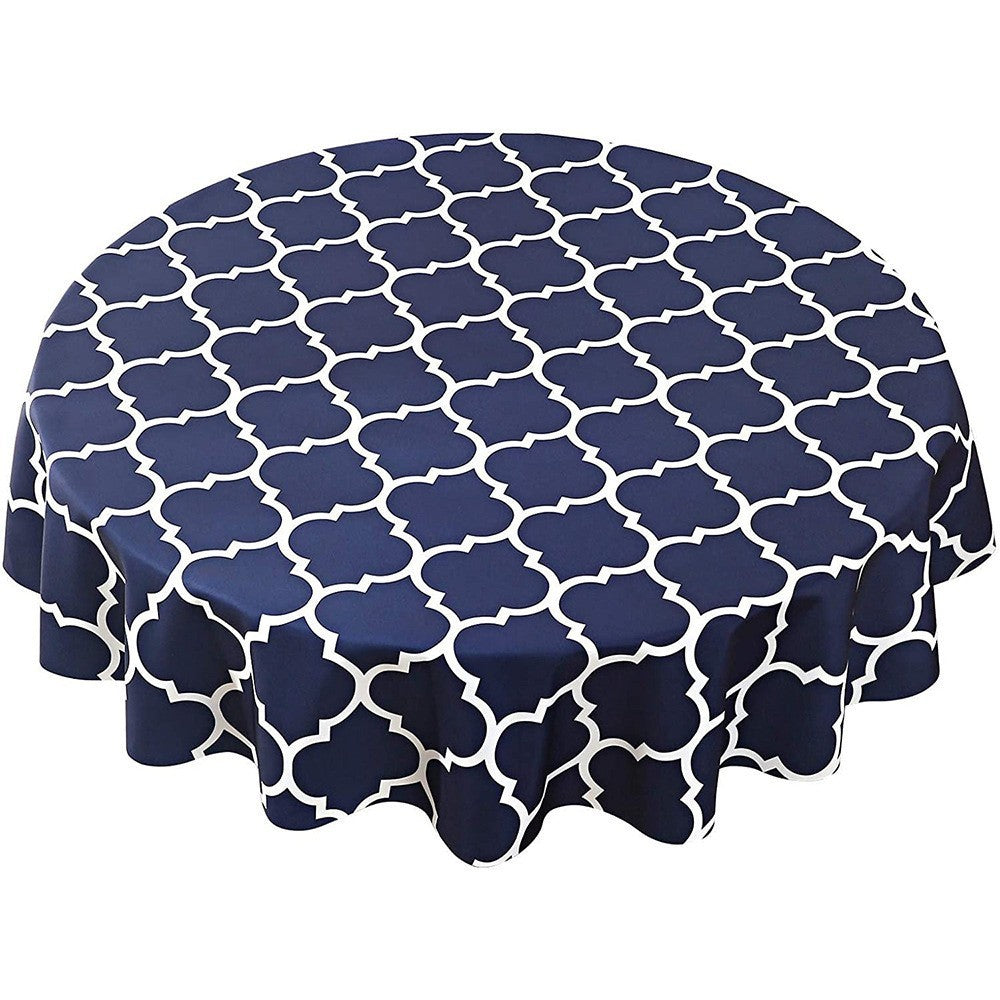 Plaid Print Waterproof Round Tablecloth Oil Proof Spill-Proof Table Cloth