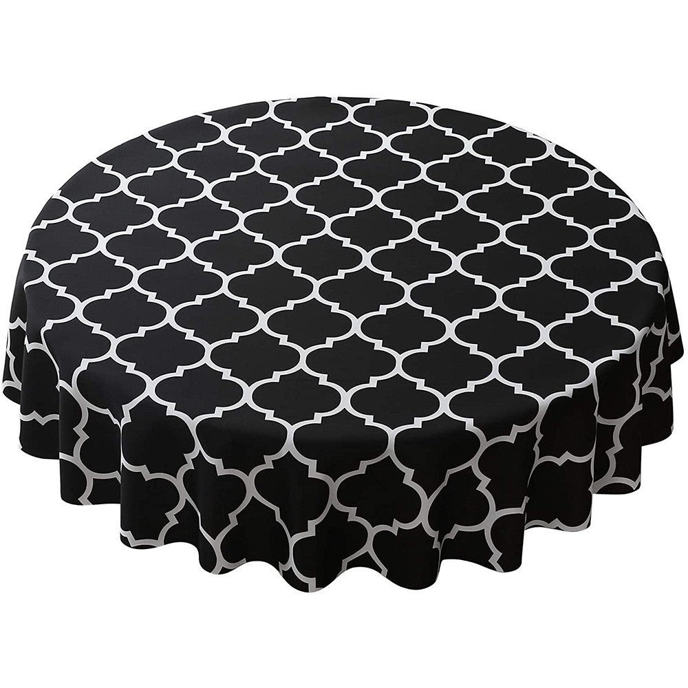 Plaid Print Waterproof Round Tablecloth Oil Proof Spill-Proof Table Cloth