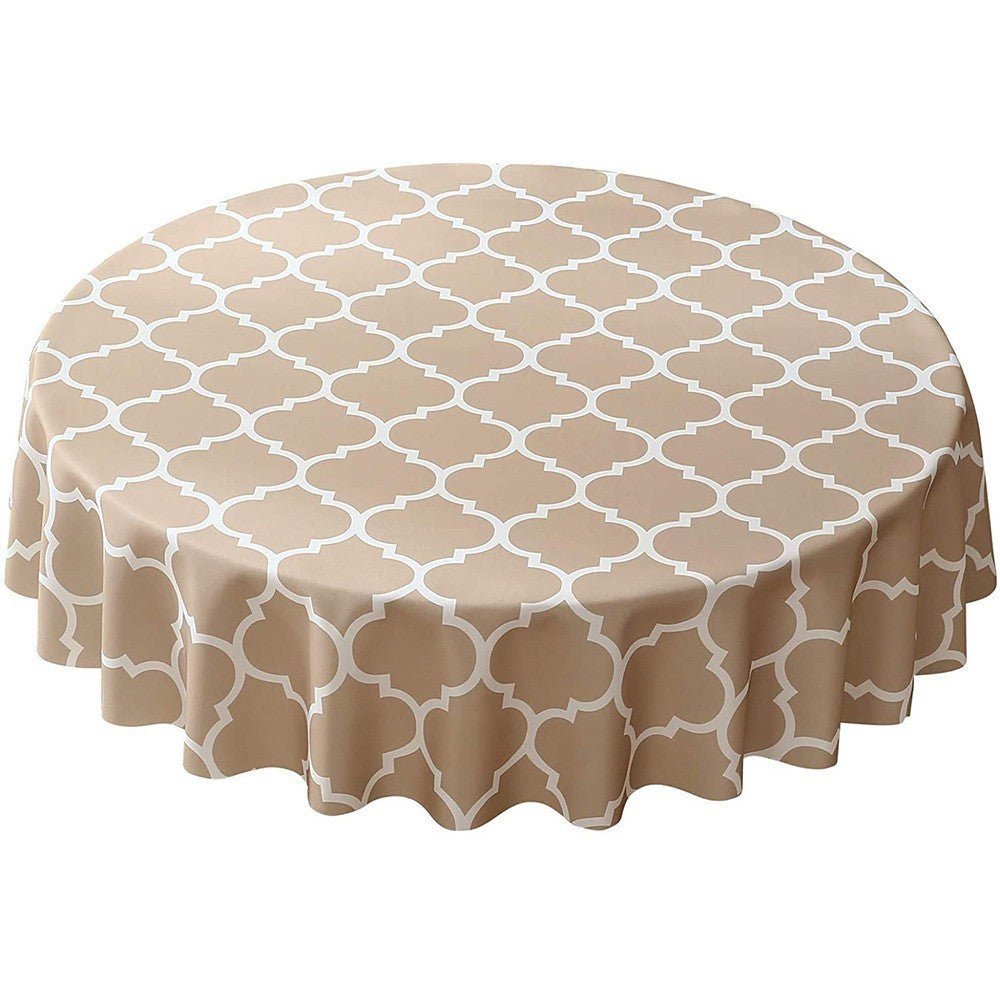 Plaid Print Waterproof Round Tablecloth Oil Proof Spill-Proof Table Cloth