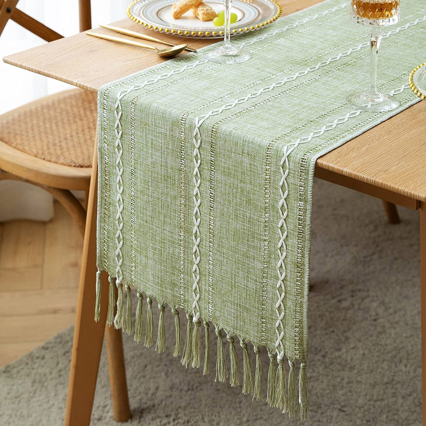 Farmhouse Table Runner Rustic Linen Boho Table Runner