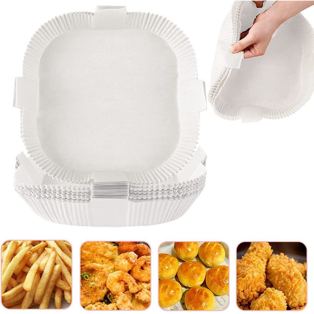 50/100Pcs Square Parchment Non-Stick Air Fryer Disposable Paper Liner-White