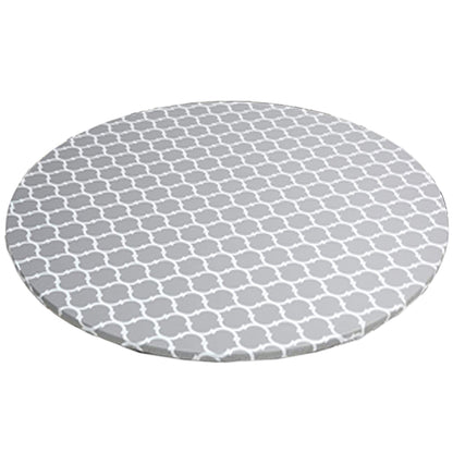 Waterproof Elastic Edge Round PVC Tablecloth for Kitchen-Grey