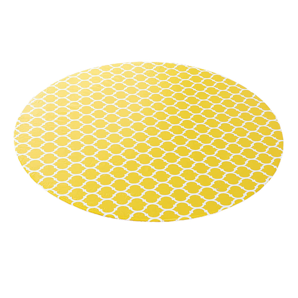 Waterproof Elastic Edge Round PVC Tablecloth for Kitchen-Yellow