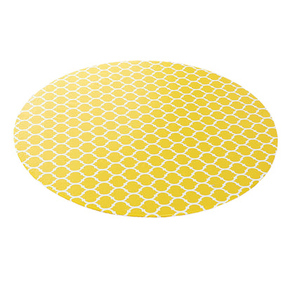 Waterproof Elastic Edge Round PVC Tablecloth for Kitchen-Yellow