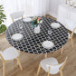 Waterproof Wipeable Elastic Edge Round PVC Tablecloth for Kitchen-Black