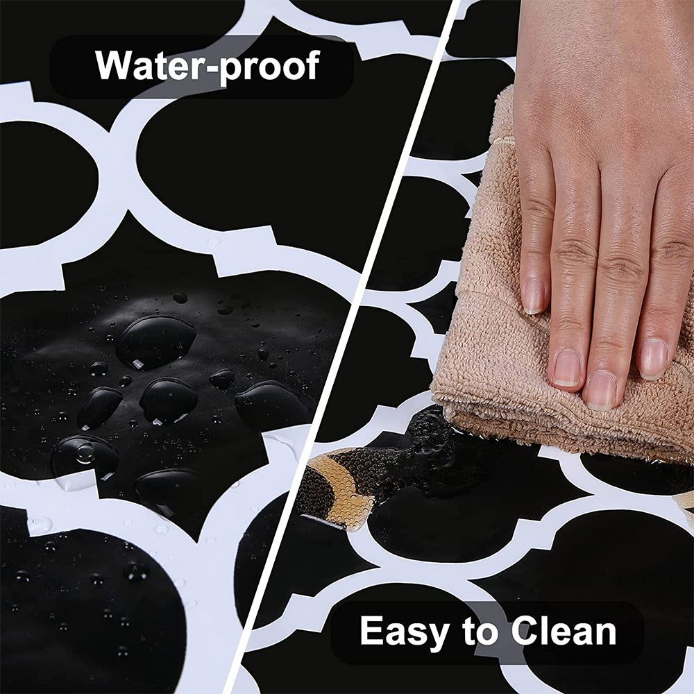 Waterproof Wipeable Elastic Edge Round PVC Tablecloth for Kitchen-Black