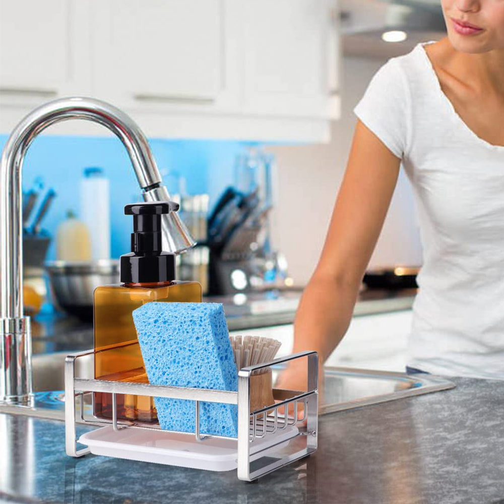 Stainless Steel Soap Dispenser Rack with Removable Drain Tray