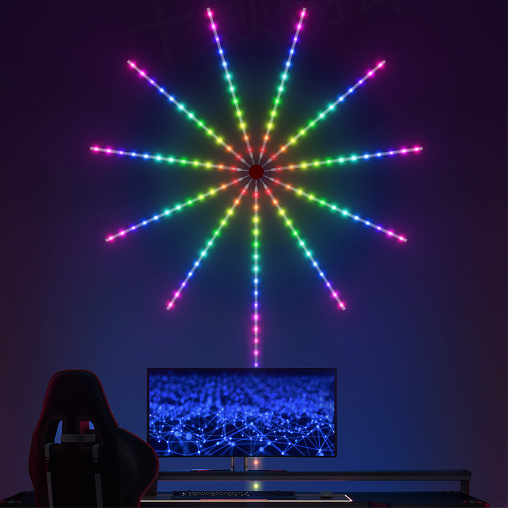 App Control Launch Burst Effect Color Changing USB Smart Firework Led Strip Lights with Remote for Christmas Decor Bedroom