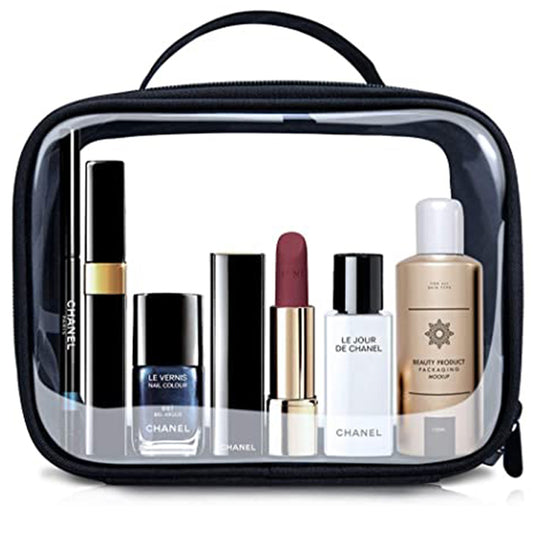 2Pcs Travel Transparent Toiletry Bag with Handle Strap Carry-On Luggage Clear Liquids Toiletries Cosmetics Organizer for Women and Men